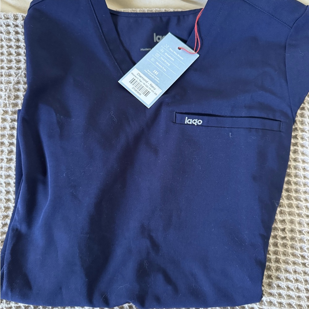 Navy Blue Short Sleeve Top by Laqo